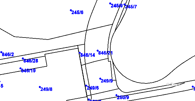 Parcela st. 846/21 v KÚ Karlín, Katastrální mapa