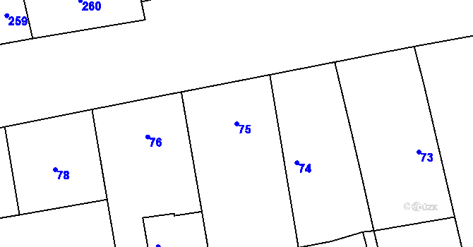 Parcela st. 75 v KÚ Karlín, Katastrální mapa