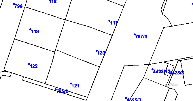 Parcela st. 120 v KÚ Karlín, Katastrální mapa