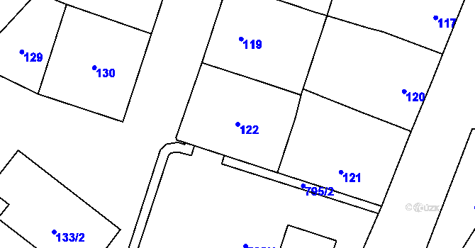 Parcela st. 122 v KÚ Karlín, Katastrální mapa