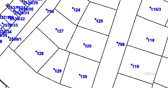 Parcela st. 126 v KÚ Karlín, Katastrální mapa