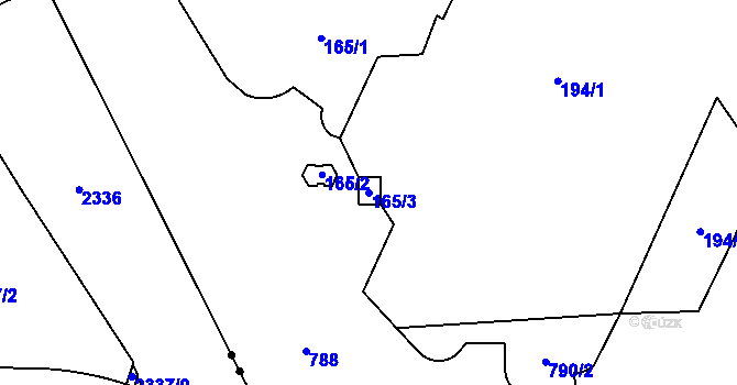Parcela st. 165/3 v KÚ Karlín, Katastrální mapa