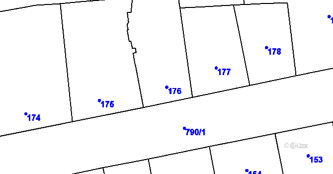 Parcela st. 176 v KÚ Karlín, Katastrální mapa