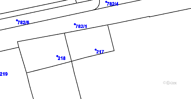 Parcela st. 217 v KÚ Karlín, Katastrální mapa