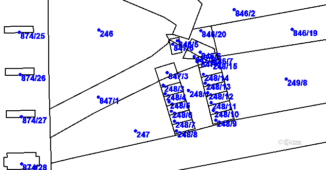Parcela st. 248/3 v KÚ Karlín, Katastrální mapa