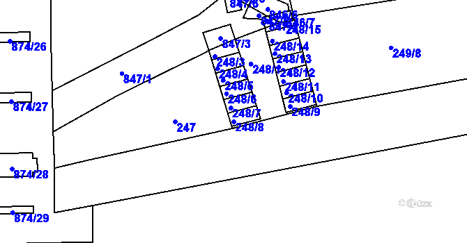 Parcela st. 248/8 v KÚ Karlín, Katastrální mapa