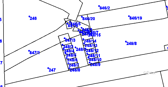 Parcela st. 248/13 v KÚ Karlín, Katastrální mapa