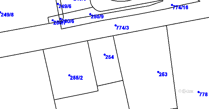 Parcela st. 254 v KÚ Karlín, Katastrální mapa