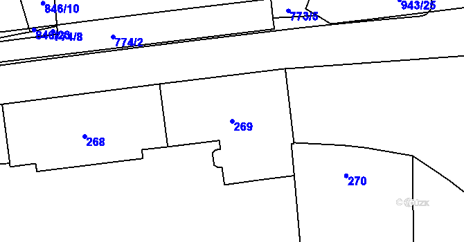 Parcela st. 269 v KÚ Karlín, Katastrální mapa