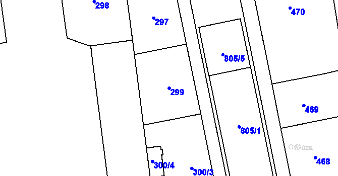 Parcela st. 299 v KÚ Karlín, Katastrální mapa