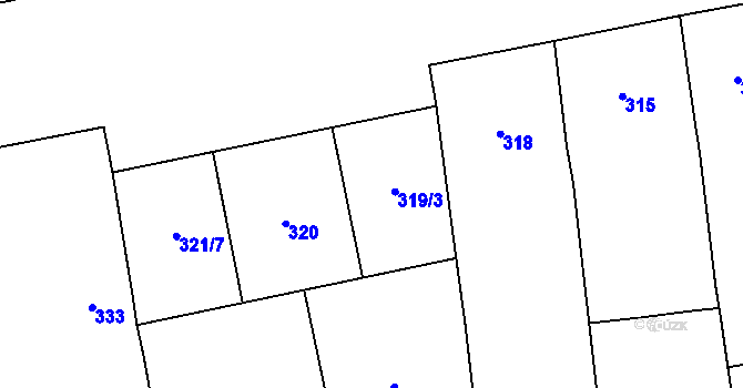 Parcela st. 319/3 v KÚ Karlín, Katastrální mapa