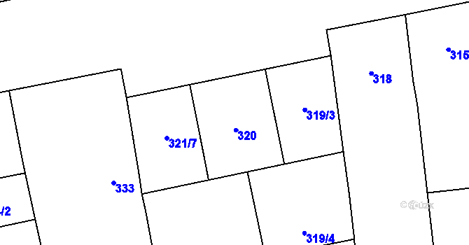 Parcela st. 320 v KÚ Karlín, Katastrální mapa
