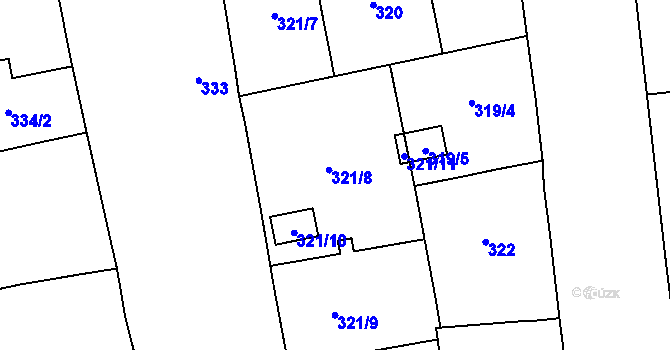 Parcela st. 321/8 v KÚ Karlín, Katastrální mapa