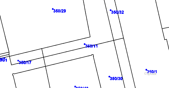 Parcela st. 350/11 v KÚ Karlín, Katastrální mapa