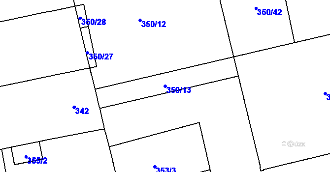 Parcela st. 350/13 v KÚ Karlín, Katastrální mapa