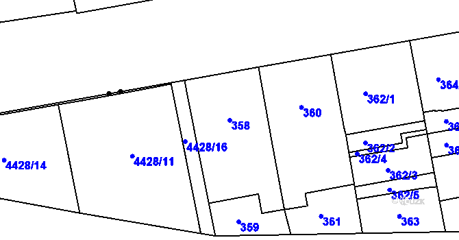 Parcela st. 358 v KÚ Karlín, Katastrální mapa
