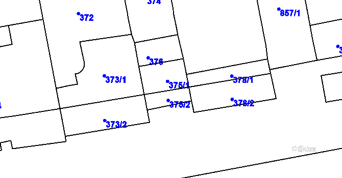 Parcela st. 375 v KÚ Karlín, Katastrální mapa