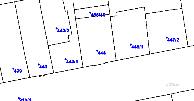 Parcela st. 444 v KÚ Karlín, Katastrální mapa