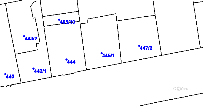 Parcela st. 445/1 v KÚ Karlín, Katastrální mapa