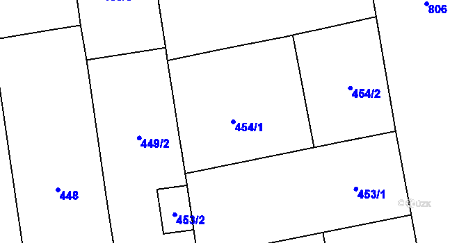 Parcela st. 454/1 v KÚ Karlín, Katastrální mapa