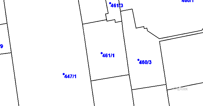 Parcela st. 461/1 v KÚ Karlín, Katastrální mapa