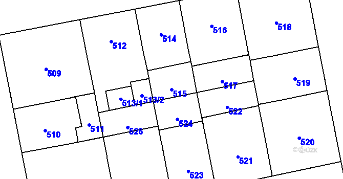 Parcela st. 515 v KÚ Karlín, Katastrální mapa