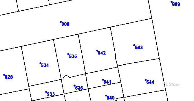 Parcela st. 542 v KÚ Karlín, Katastrální mapa