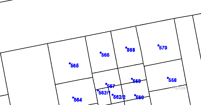 Parcela st. 566 v KÚ Karlín, Katastrální mapa