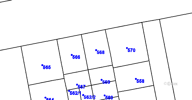Parcela st. 568 v KÚ Karlín, Katastrální mapa