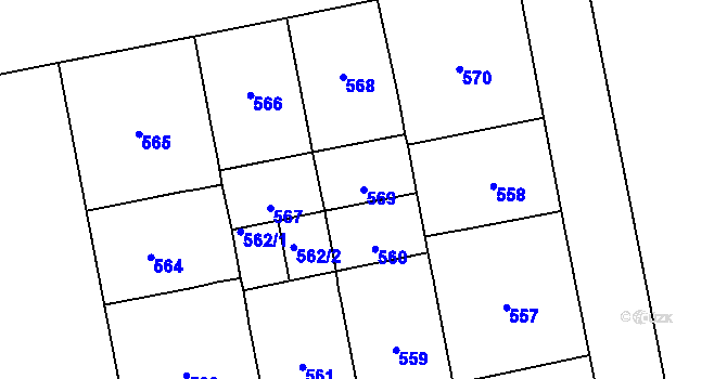 Parcela st. 569 v KÚ Karlín, Katastrální mapa