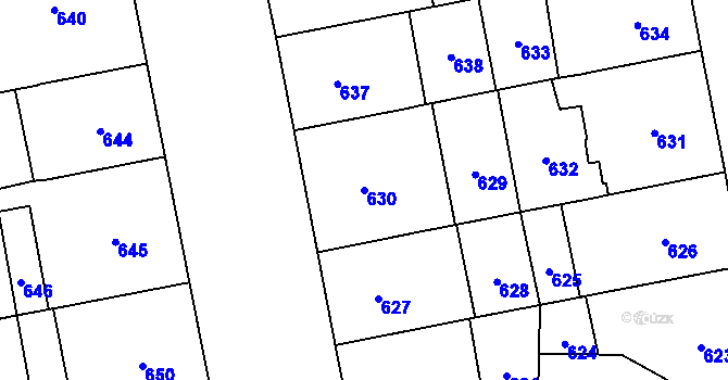 Parcela st. 630 v KÚ Karlín, Katastrální mapa