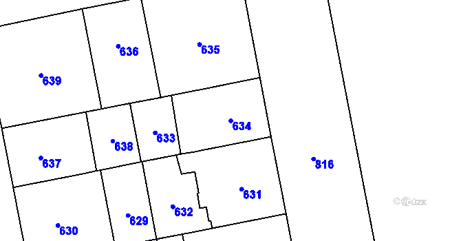 Parcela st. 634 v KÚ Karlín, Katastrální mapa