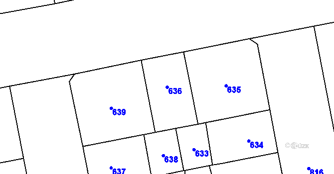 Parcela st. 636 v KÚ Karlín, Katastrální mapa