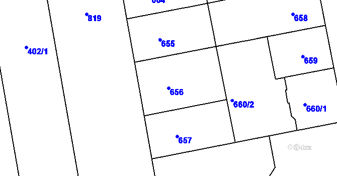 Parcela st. 656 v KÚ Karlín, Katastrální mapa