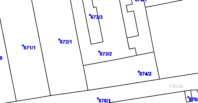 Parcela st. 673/2 v KÚ Karlín, Katastrální mapa