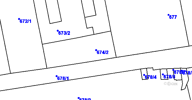 Parcela st. 674/2 v KÚ Karlín, Katastrální mapa