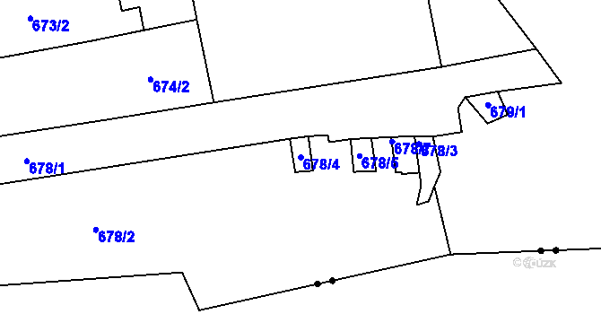 Parcela st. 678/4 v KÚ Karlín, Katastrální mapa