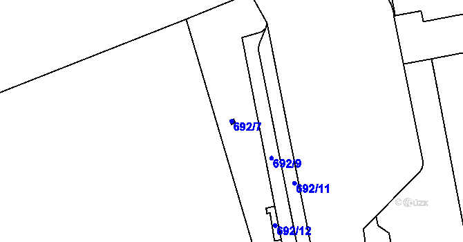 Parcela st. 692/7 v KÚ Karlín, Katastrální mapa