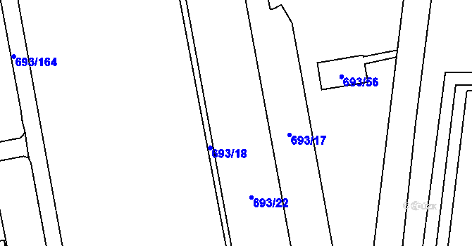 Parcela st. 693/20 v KÚ Karlín, Katastrální mapa