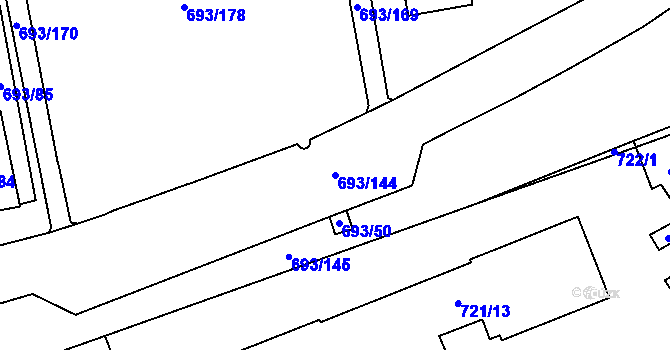 Parcela st. 693/144 v KÚ Karlín, Katastrální mapa
