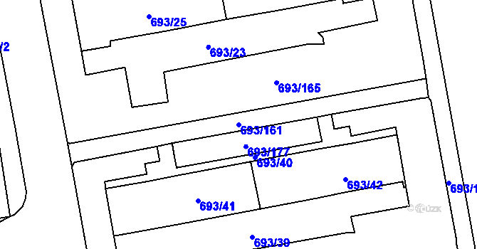 Parcela st. 693/161 v KÚ Karlín, Katastrální mapa