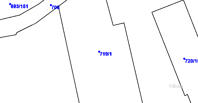 Parcela st. 719/1 v KÚ Karlín, Katastrální mapa