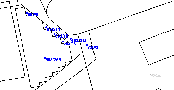 Parcela st. 720/2 v KÚ Karlín, Katastrální mapa