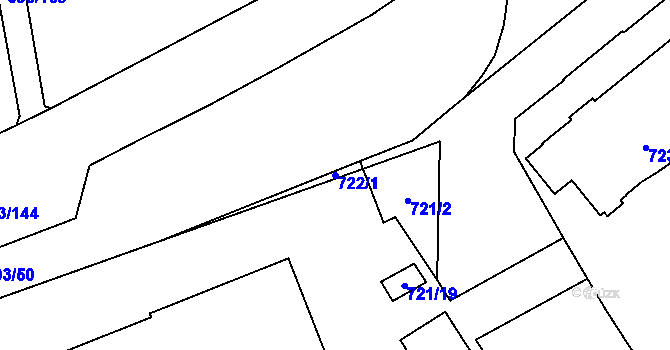 Parcela st. 722/1 v KÚ Karlín, Katastrální mapa