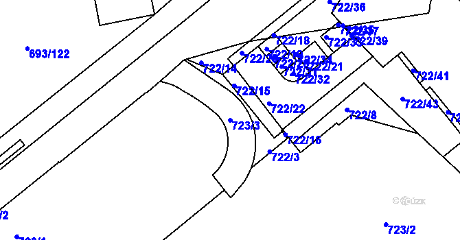 Parcela st. 723/3 v KÚ Karlín, Katastrální mapa