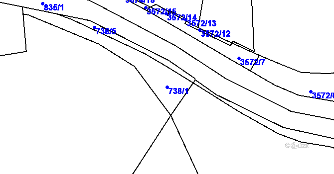 Parcela st. 738/1 v KÚ Karlín, Katastrální mapa