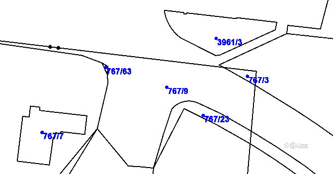 Parcela st. 767/9 v KÚ Karlín, Katastrální mapa