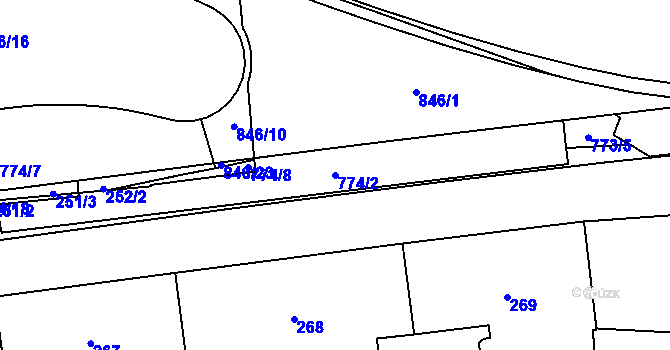 Parcela st. 774/2 v KÚ Karlín, Katastrální mapa