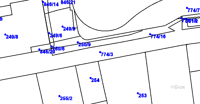 Parcela st. 774/3 v KÚ Karlín, Katastrální mapa