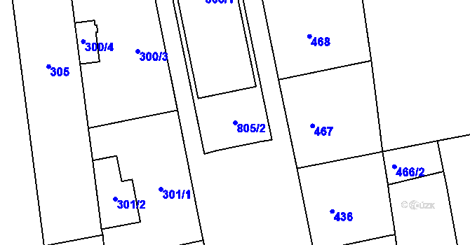 Parcela st. 805/2 v KÚ Karlín, Katastrální mapa